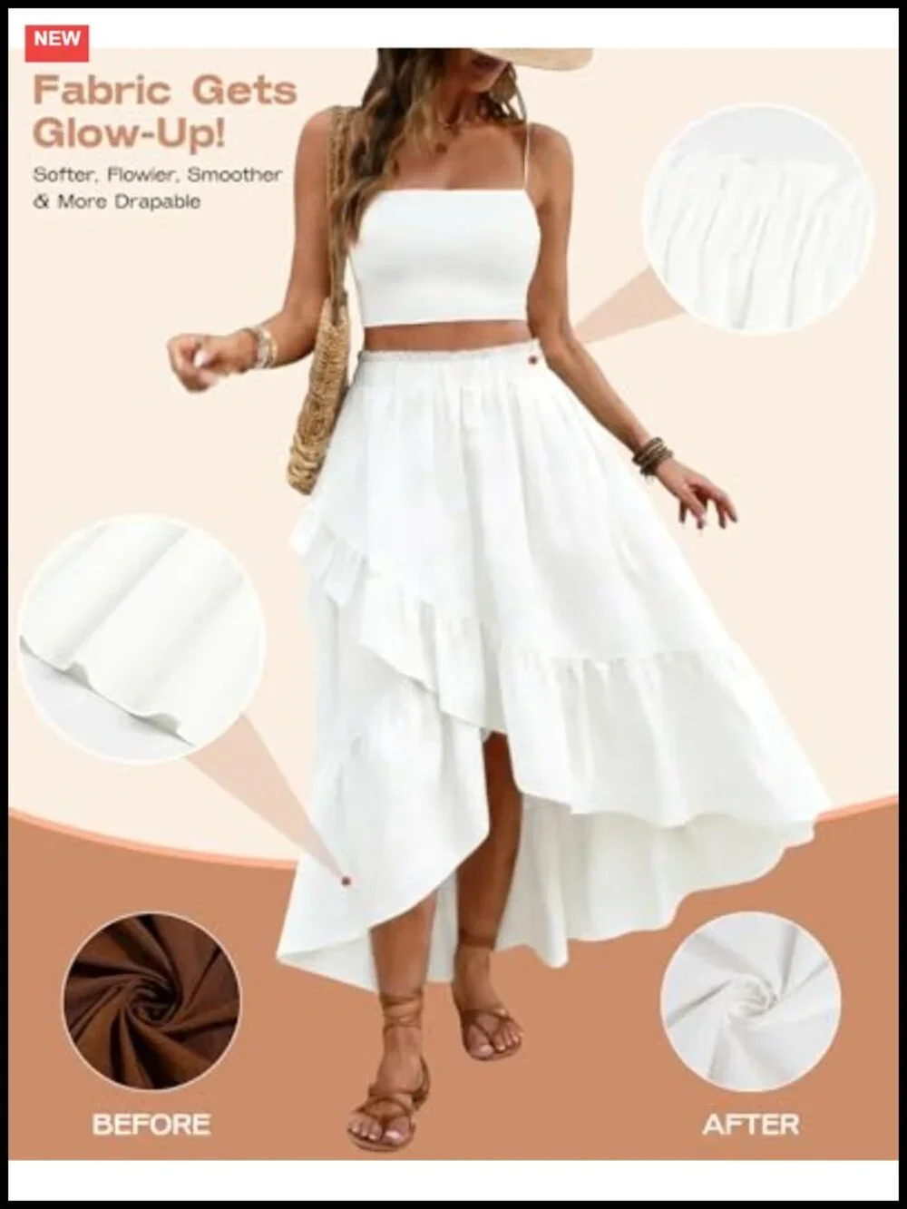 Women's Asymmetrical Wrap Maxi Skirt - Ruffle Slit High Low Boho Midi